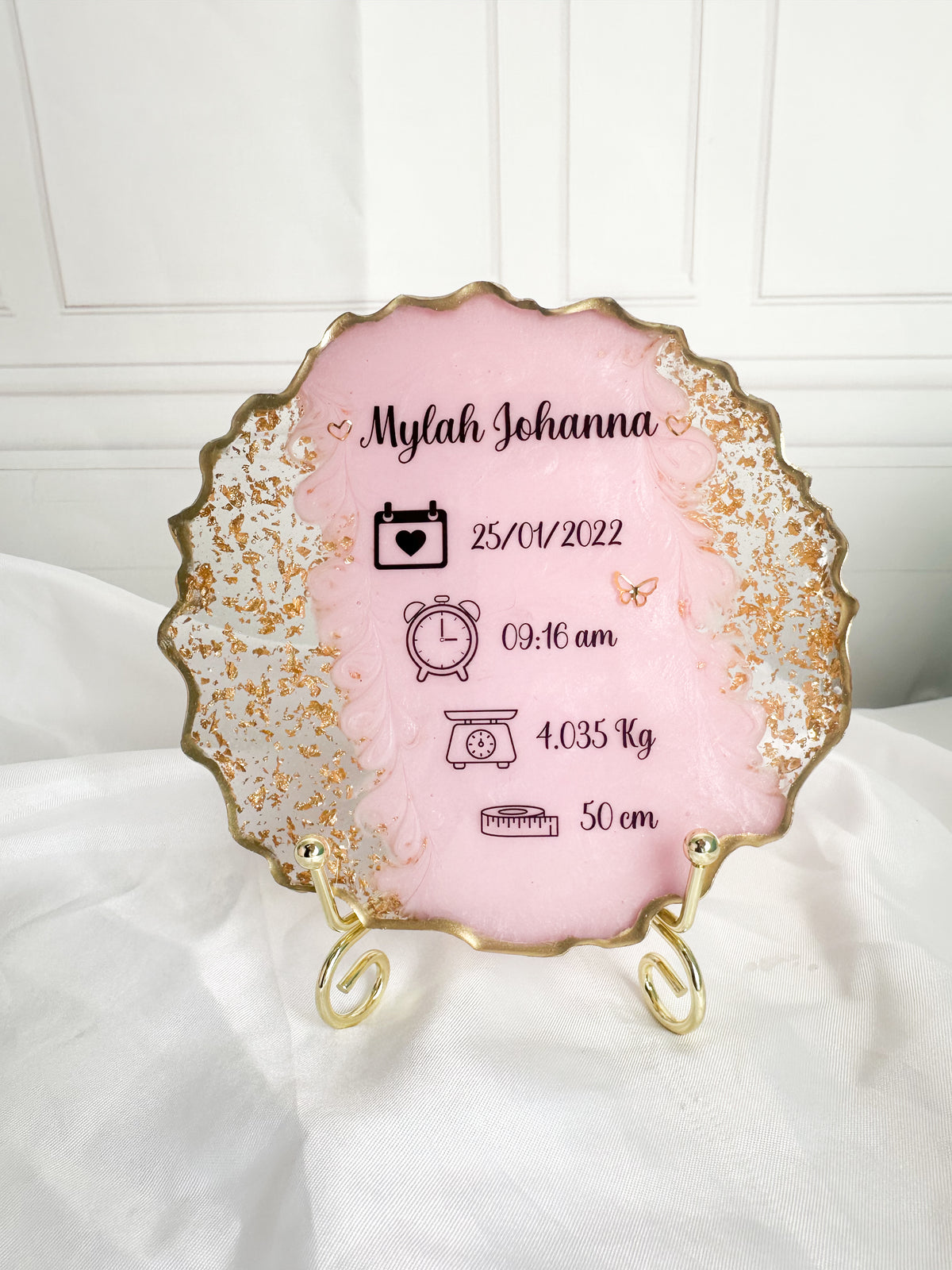 Personalised Baby Birth Stats Keepsake Plaque | Resin Memorial Gift