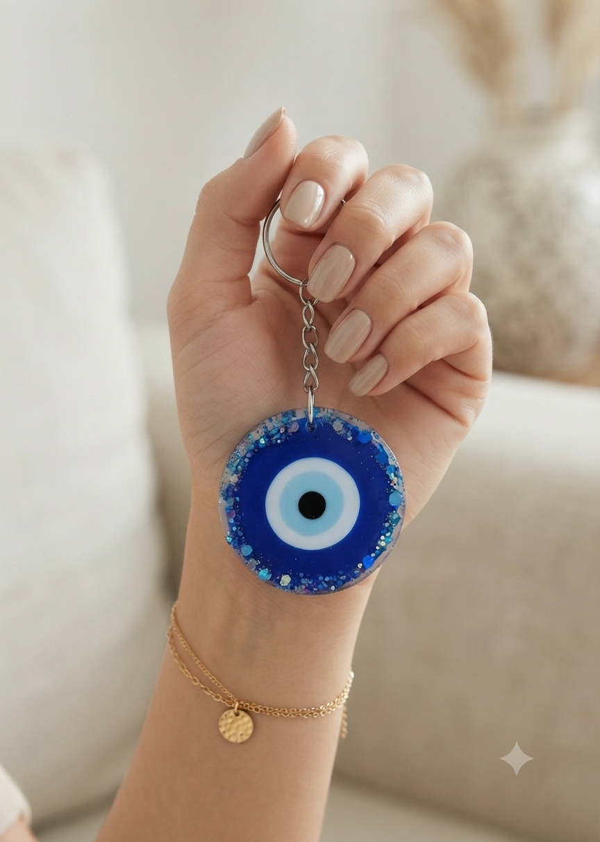Evil Eye Resin Keychain