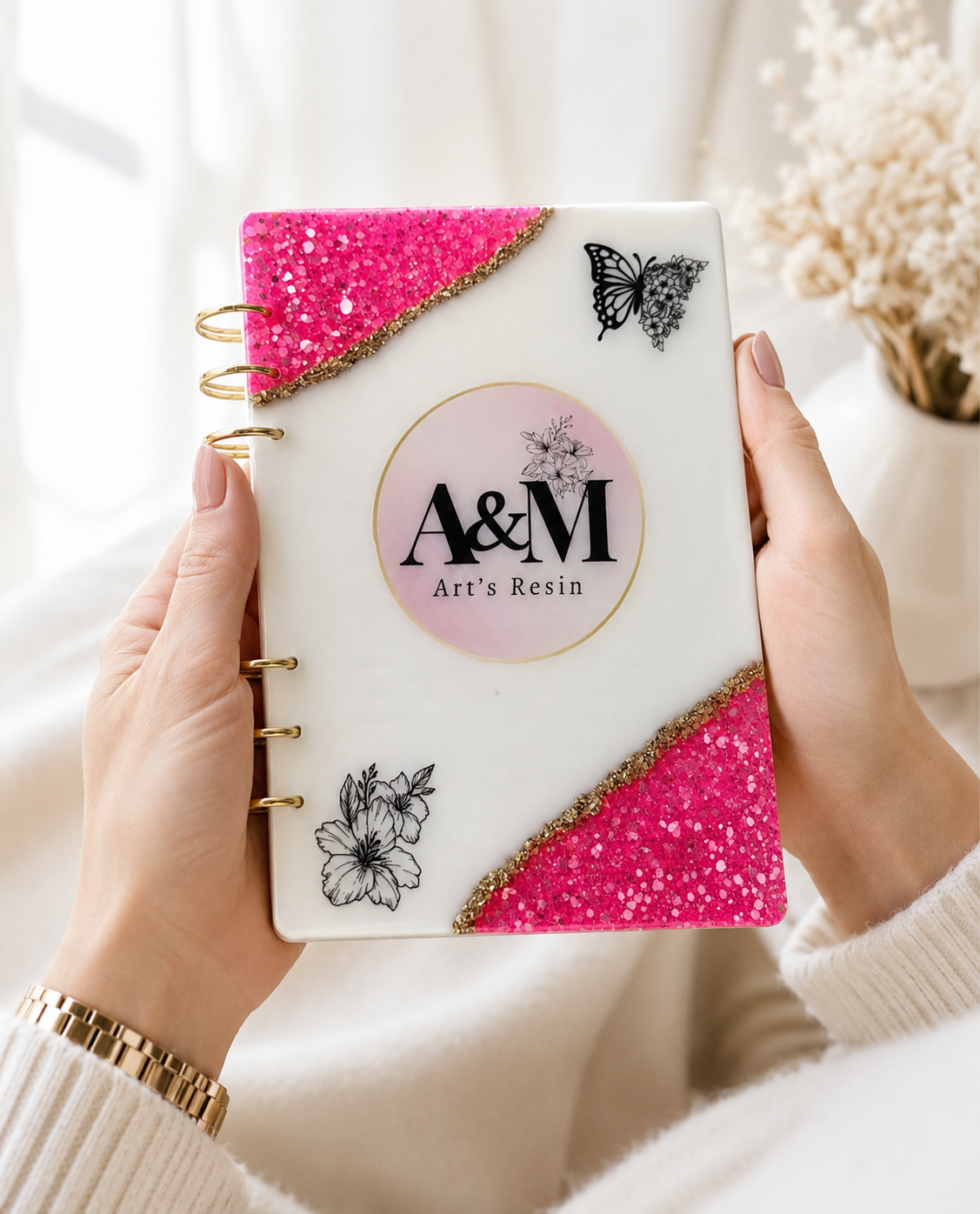Personalised Resin Notebook A6 – Refillable Custom Cover