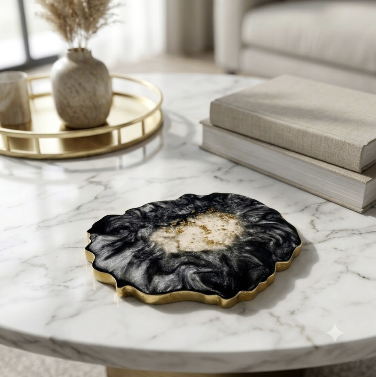 Luxury Black & Gold Galaxy Resin Coaster