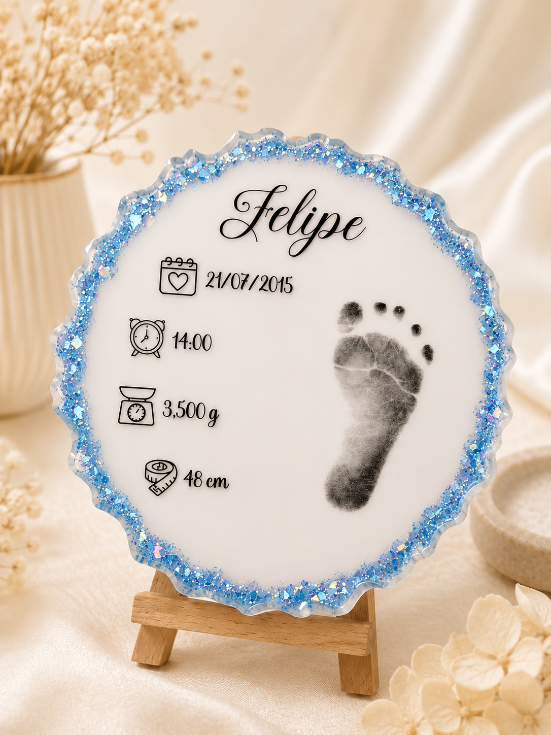 Personalised Baby Birth Stats Keepsake Plaque | Custom Resin with Photo