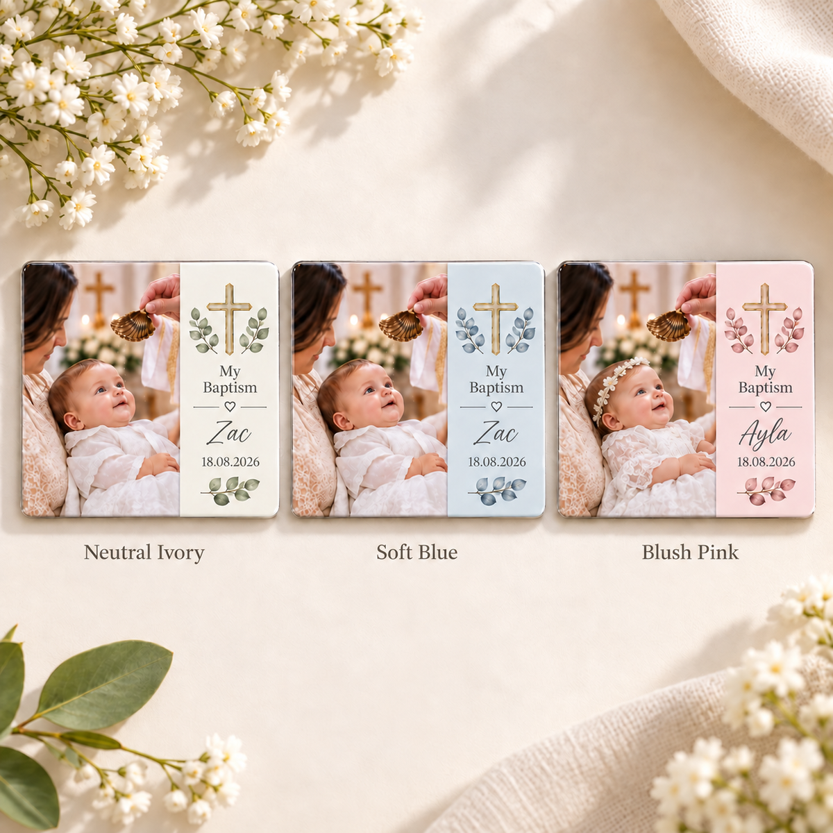 Personalised Baptism Photo Magnets | Christening Favours