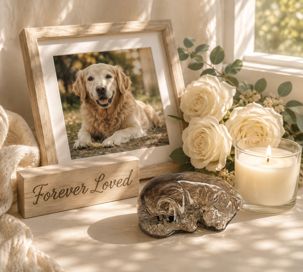 Personalised Dog Memorial Resin Figurine | Fur & Ash Keepsake
