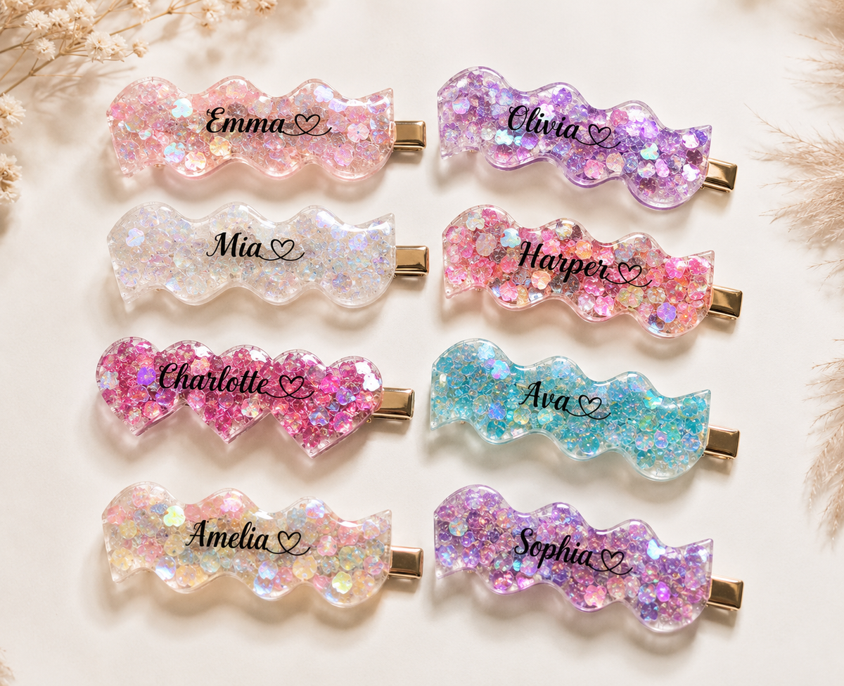 Wavy / Heart Little Girl Hair Clip