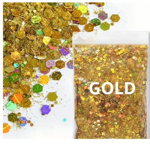 Glitter and Gold-Leaf Resin Hair Clip