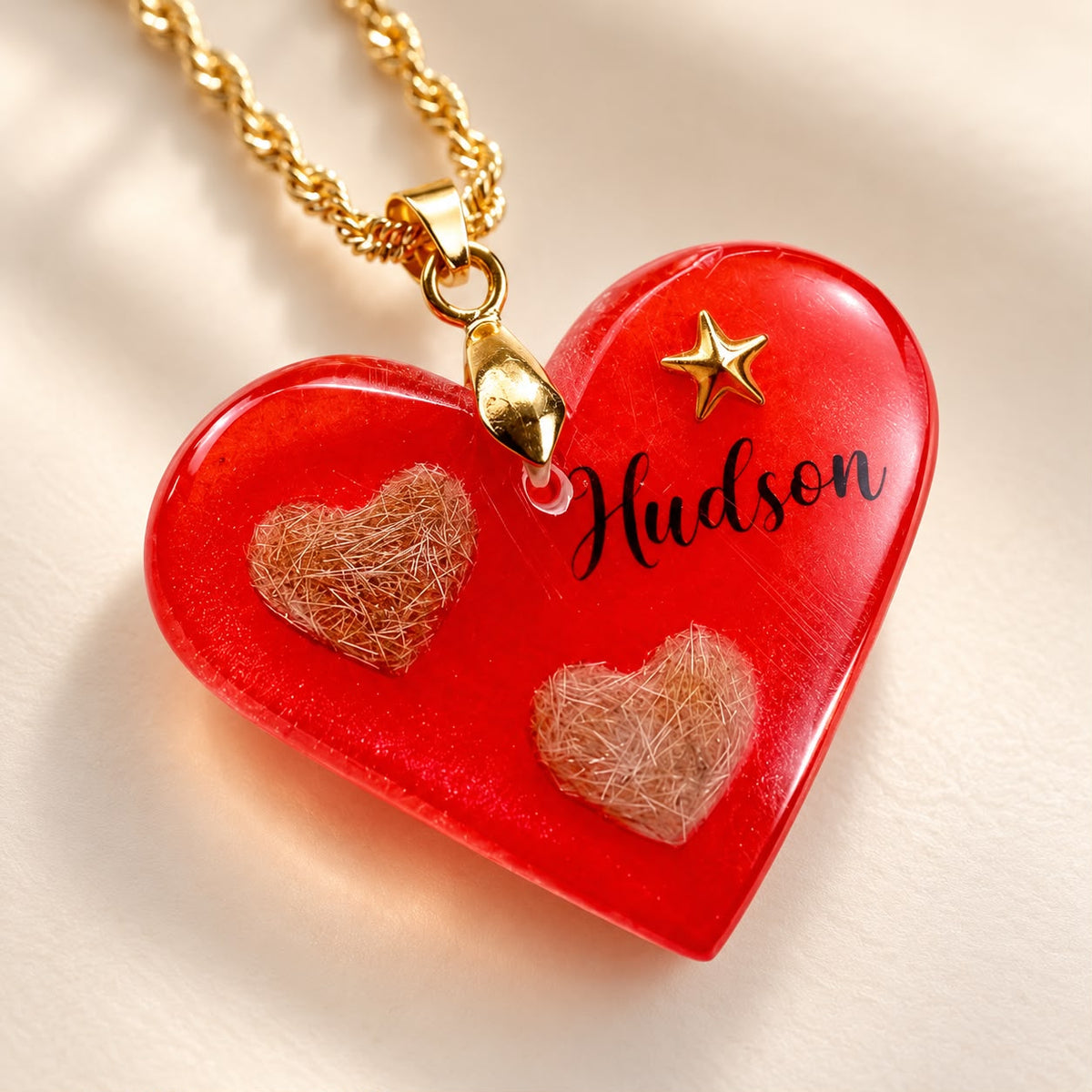 Personalised Pet Memorial Heart Pendant – Fur & Ashes Resin Keepsake Necklace