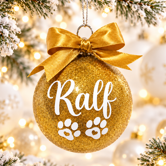 Personalised Pet Christmas Bauble with Paw Prints – Handmade in Australia