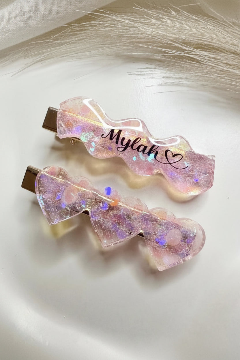Wavy / Heart Little Girl Hair Clip