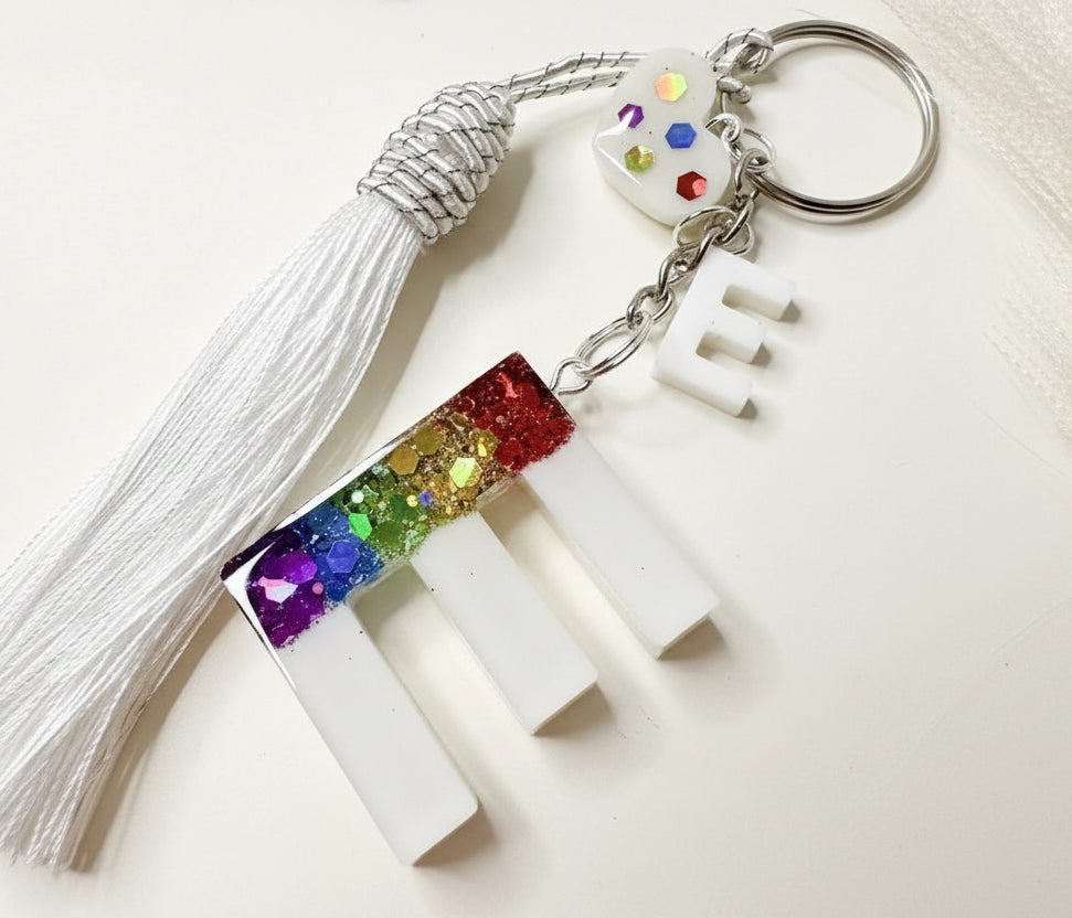 Personalised Rainbow Pride Initial Letter Keychain
