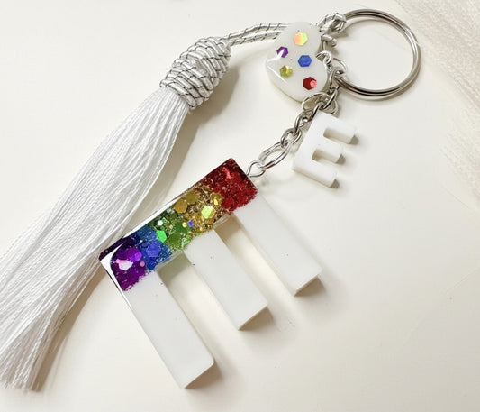 Personalised Rainbow Pride Initial Letter Keychain