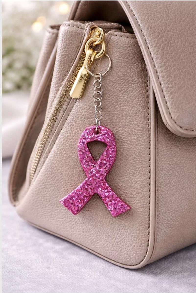 Personalised Cancer Awareness Ribbon Keychain