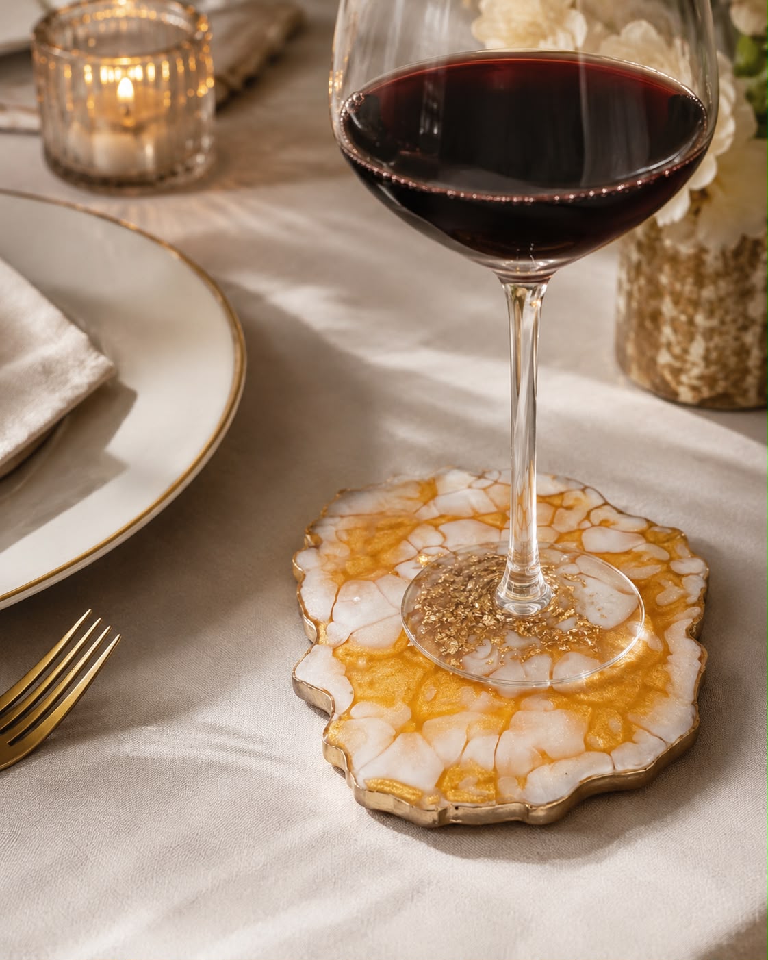 Custom Crackle Resin Coaster | Choose Your Colour | Handcrafted Luxury Gift