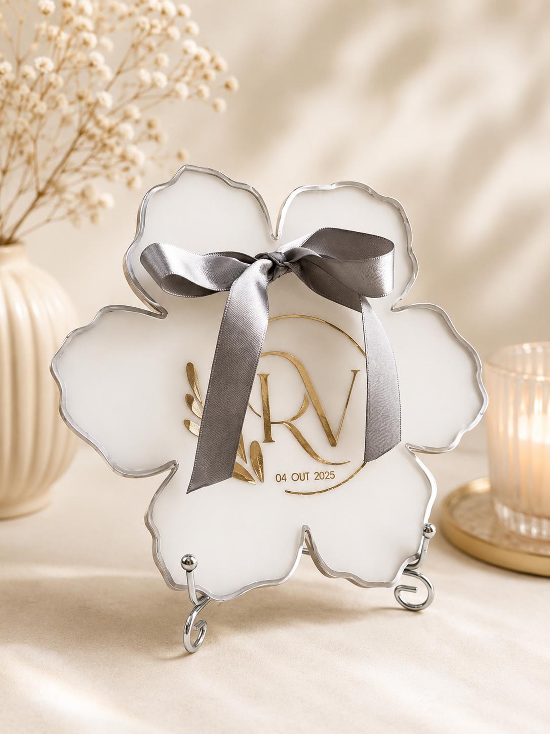 Personalised Petal Resin Wedding Keepsake Plaque | Monogram, Date & Bible Verse | 16cm Gift