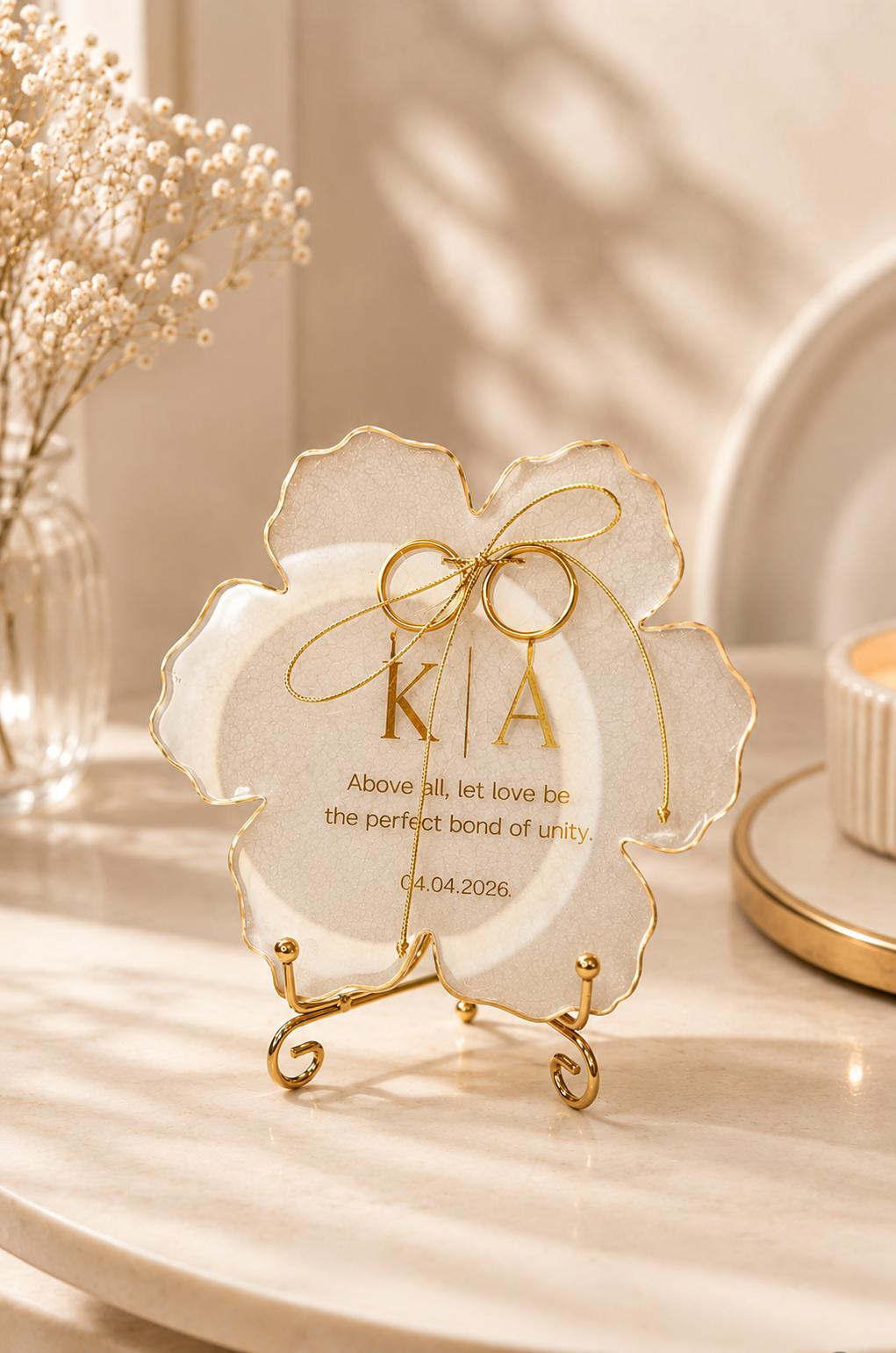 Personalised Petal Resin Wedding Keepsake Plaque | Monogram, Date & Bible Verse | 16cm Gift