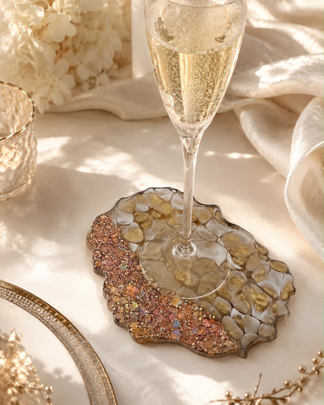 Customisable Glitter Mosaic-Style Coaster