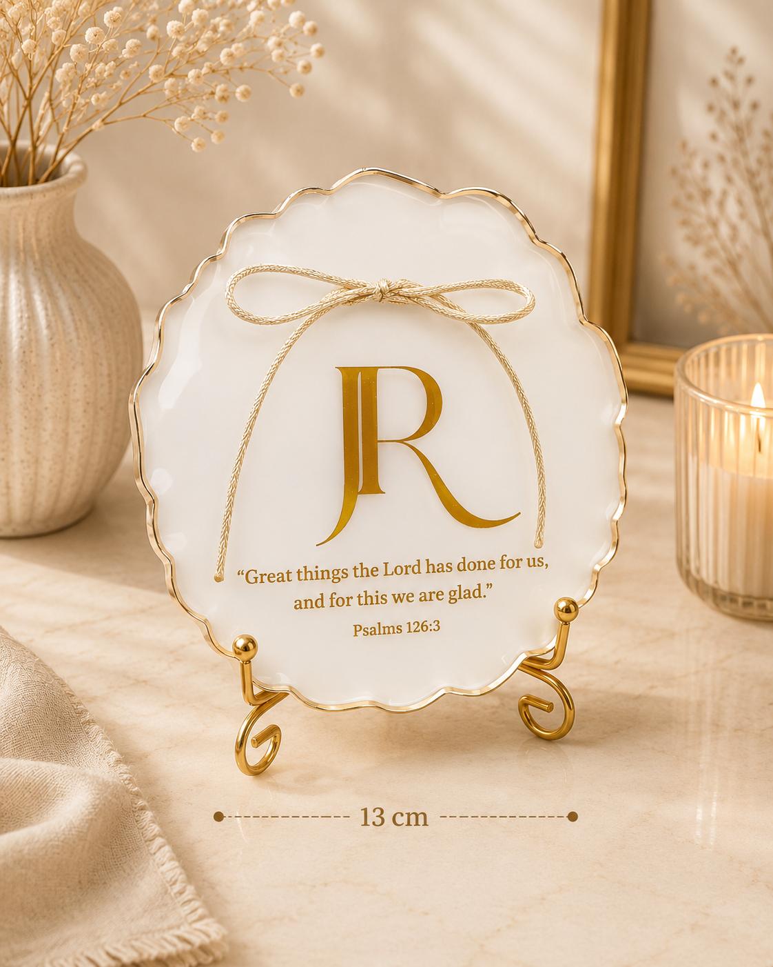 Personalised Wedding Resin Keepsake Plaque | Monogram & Bible Verse | Bridal Gift 13cm