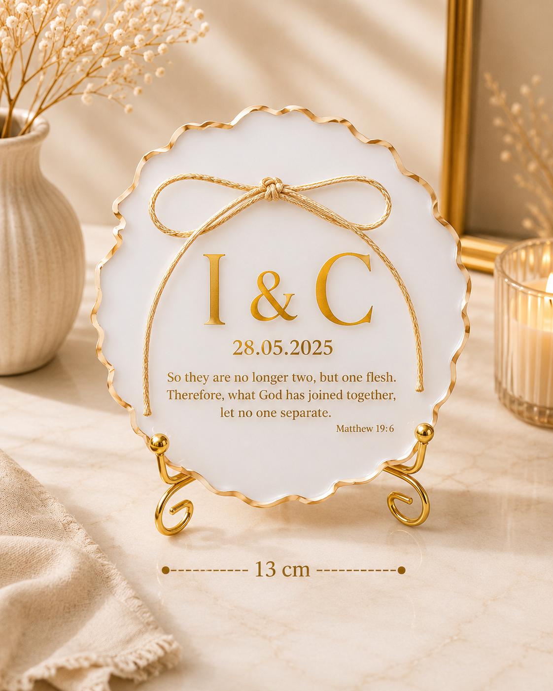 Personalised Wedding Resin Keepsake Plaque | Monogram & Bible Verse | Bridal Gift 13cm