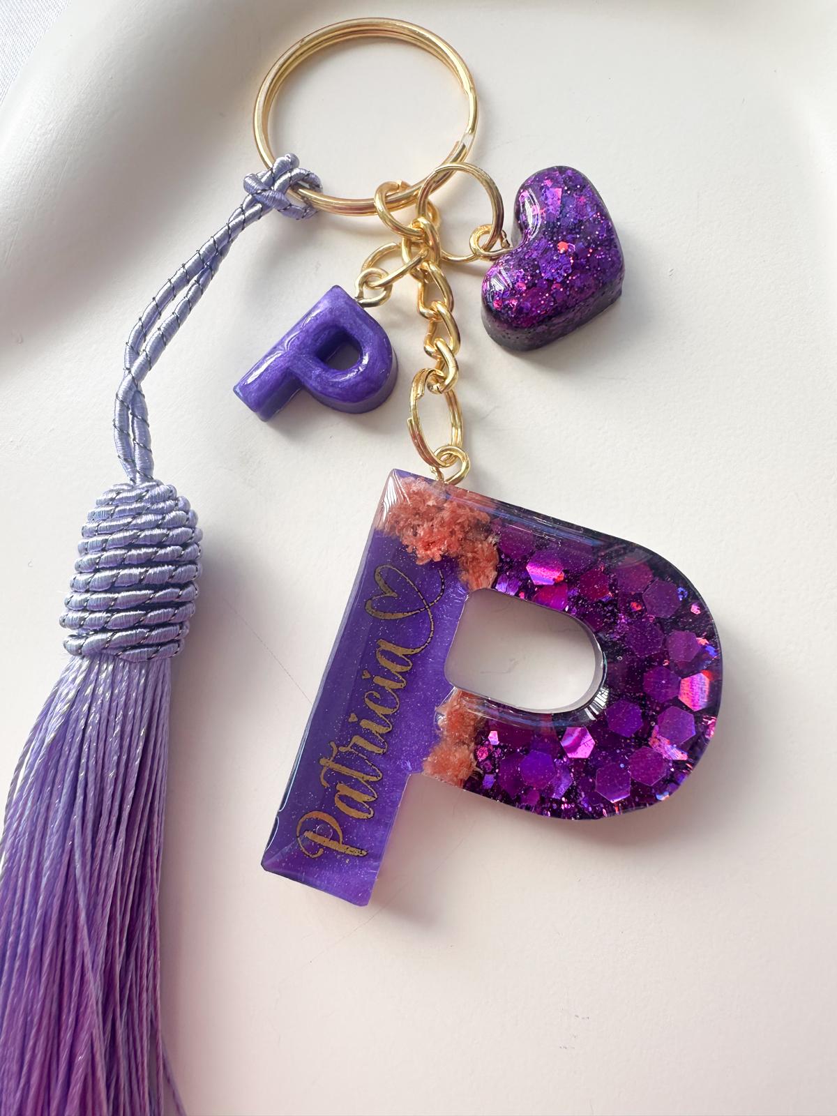 Personalised Real Flower Initial Letter Keychain