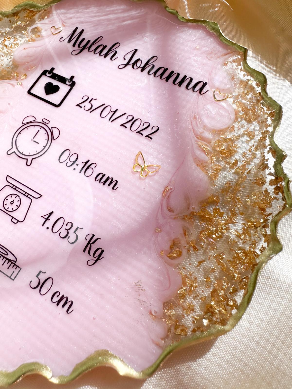 Personalised Baby Birth Stats Keepsake Plaque | Resin Memorial Gift