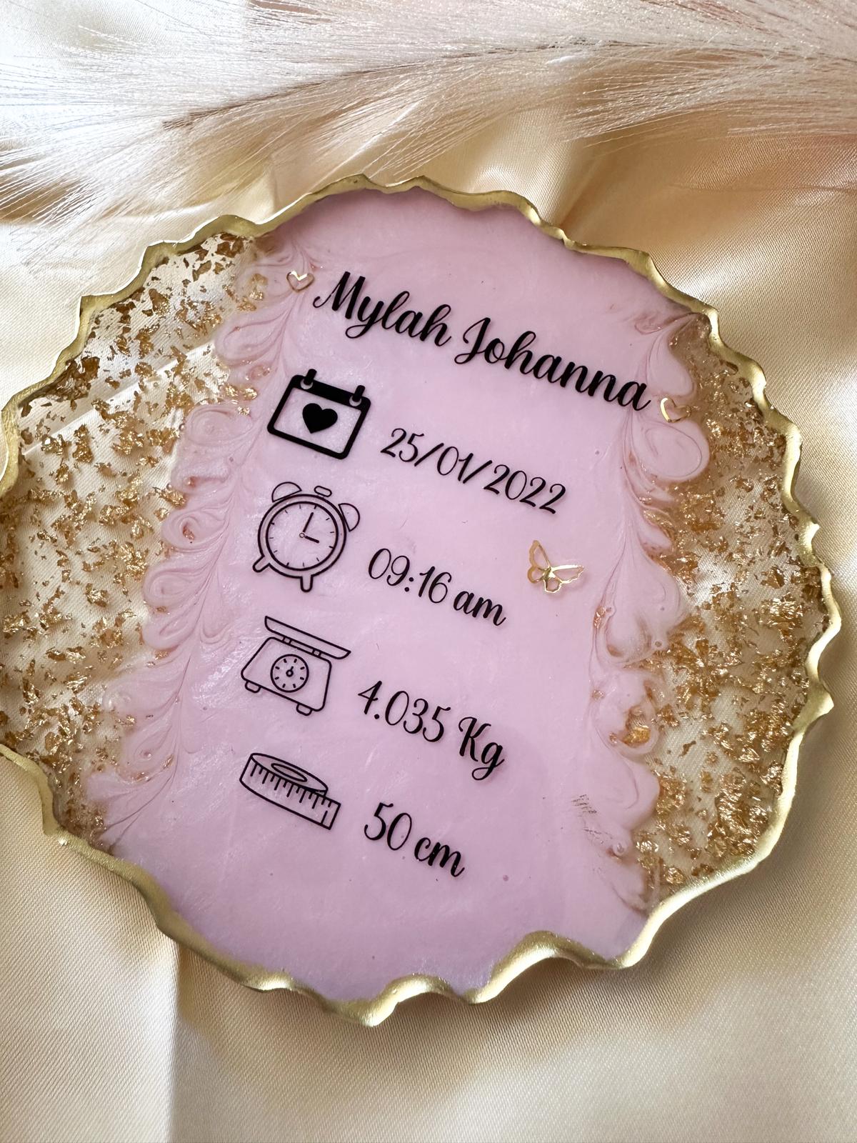 Personalised Baby Birth Stats Keepsake Plaque | Resin Memorial Gift