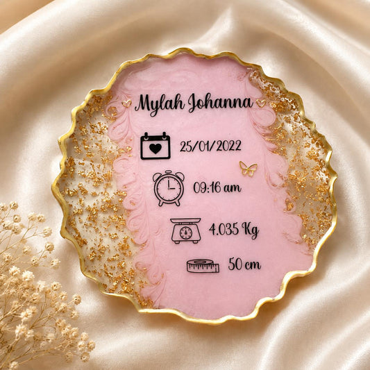Personalised Baby Birth Stats Keepsake Plaque | Resin Memorial Gift