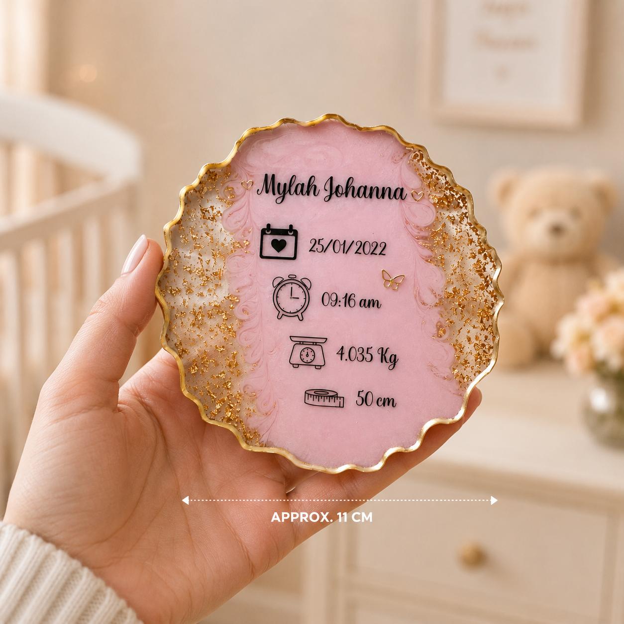 Personalised Baby Birth Stats Keepsake Plaque | Resin Memorial Gift