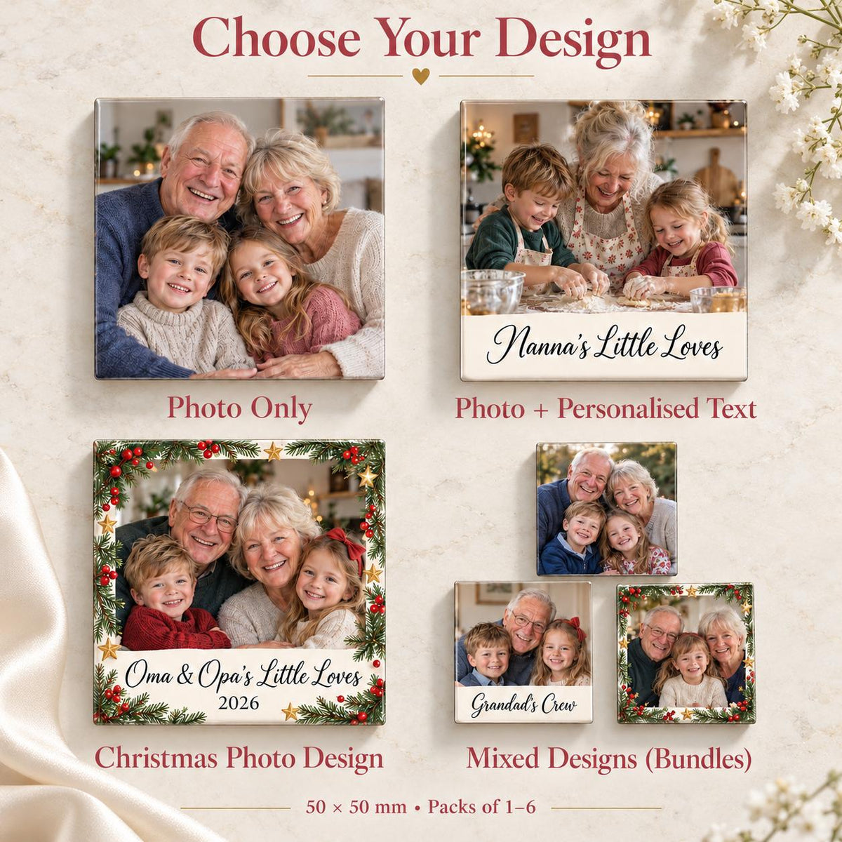 Personalised Photo Magnet for Grandparents | Custom Family Fridge Magnet