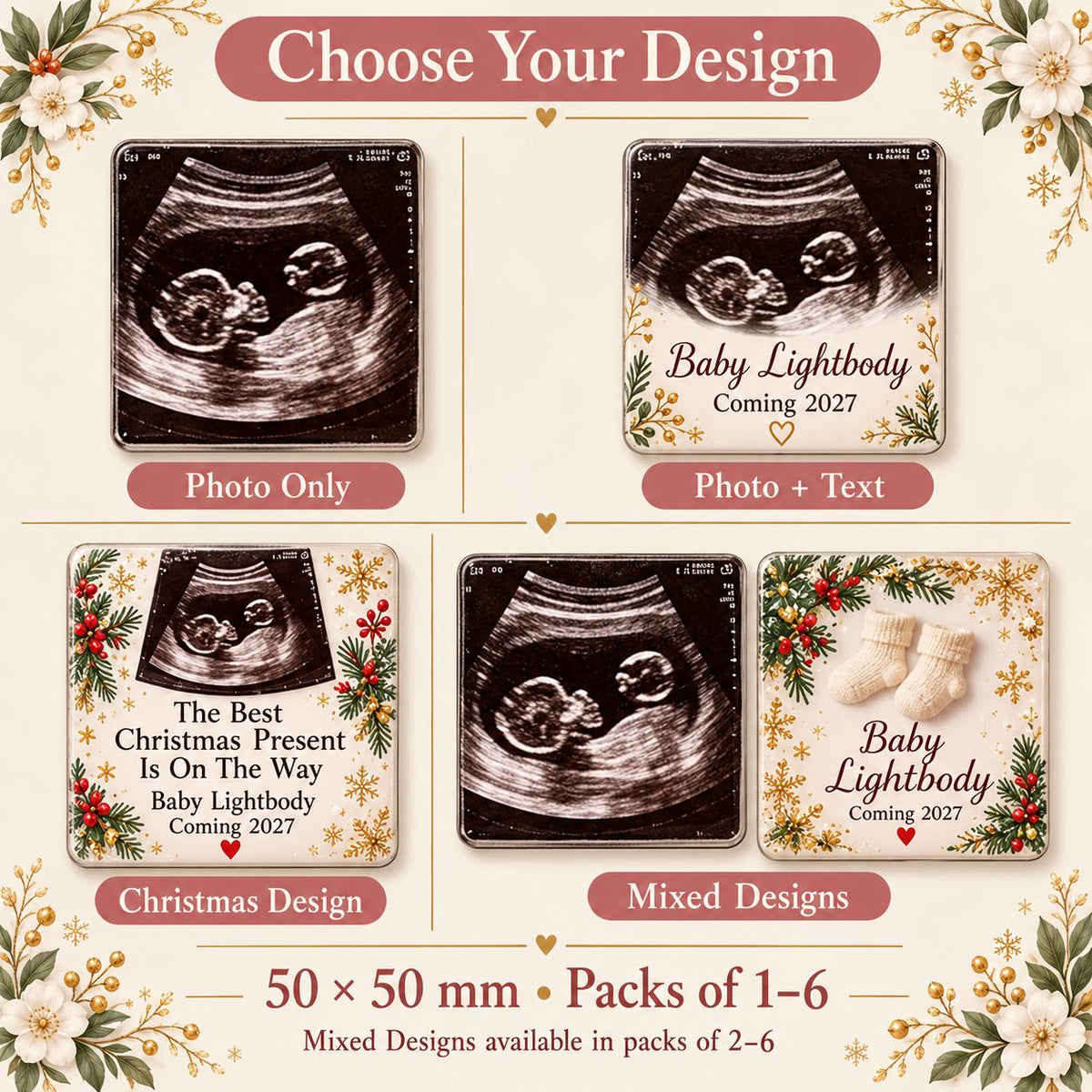 Personalised Pregnancy Announcement Photo Magnets