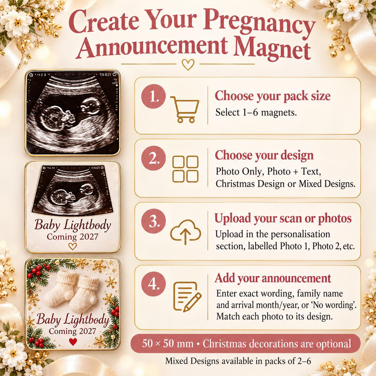 Personalised Pregnancy Announcement Photo Magnets