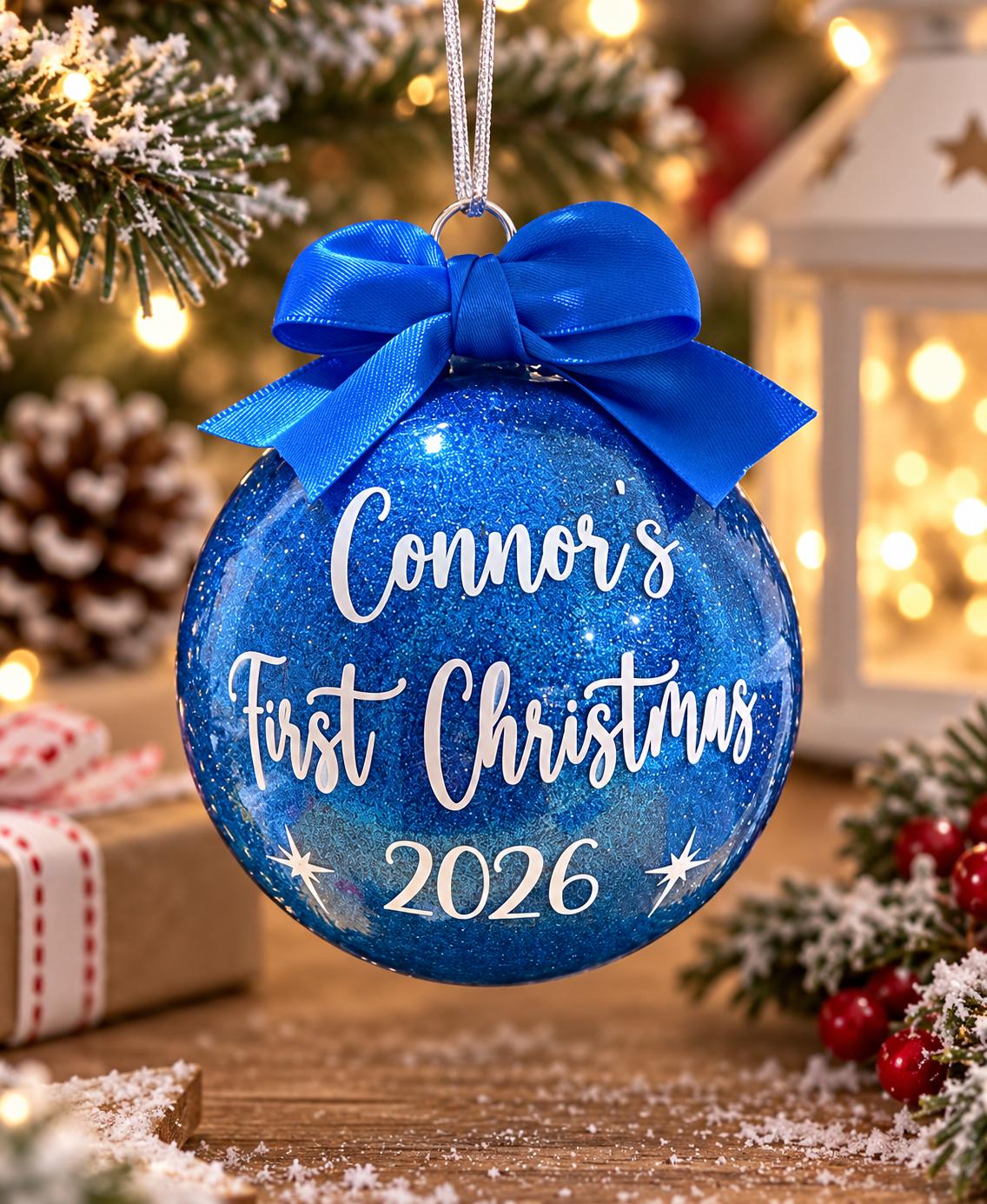 Personalised First Christmas Bauble with Name & Year – Handmade in Australia